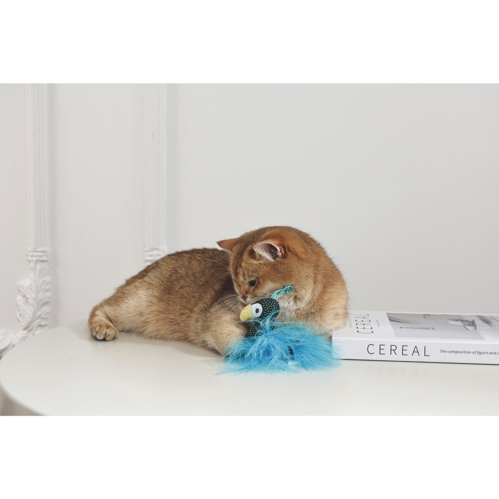 M-Pets Plume Catnipli Peaock Kedi Oyuncağı 7x9x3cm (Mavi)