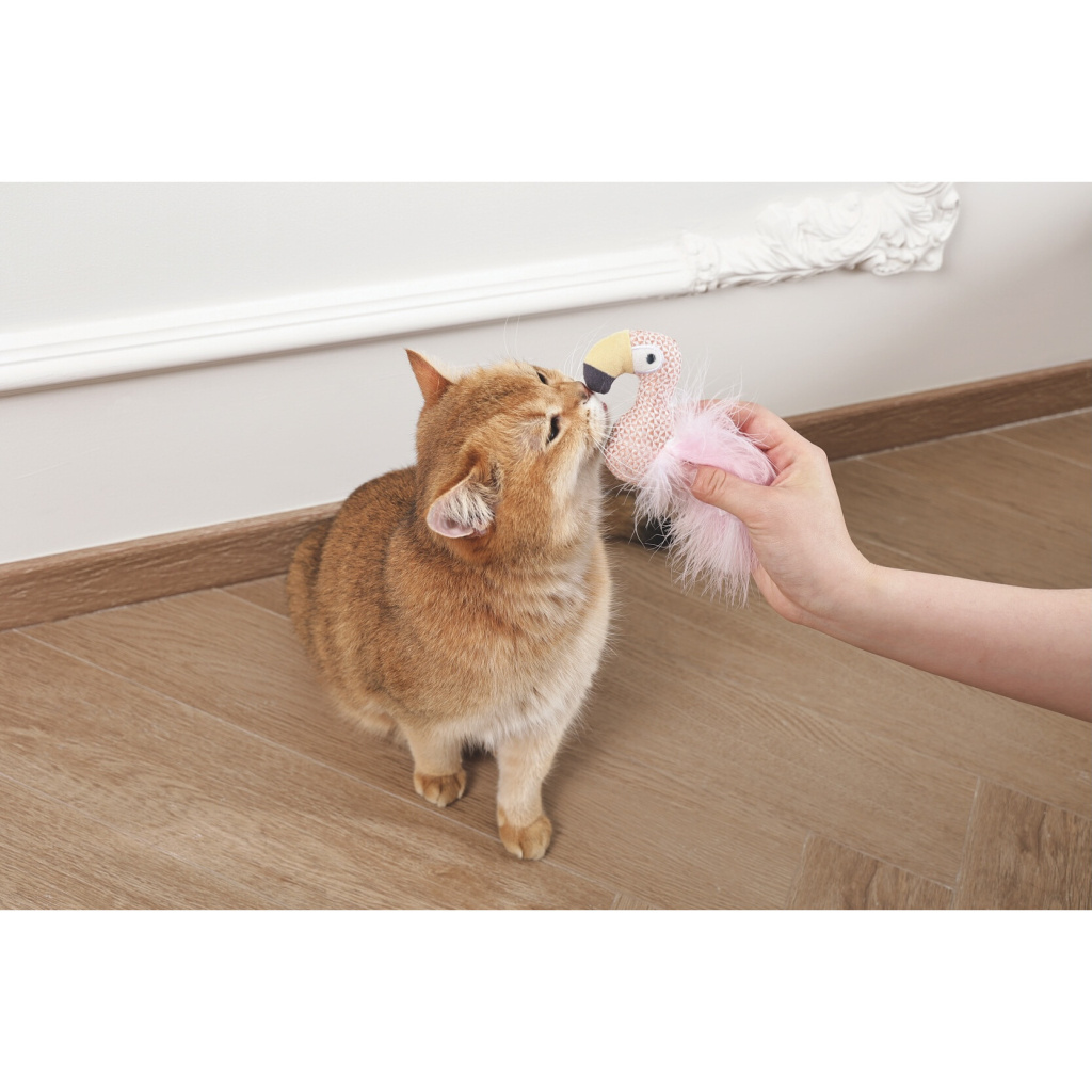 M-Pets Plume Catnipli Flamingo Kedi Oyuncağı 7x8x3cm (Pembe)