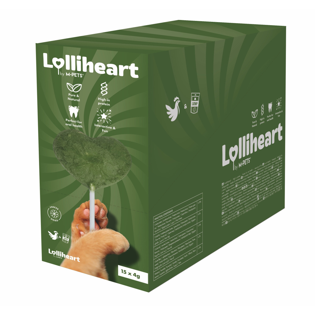 M-Pets Lolliheart Tavuklu ve Catnipli Lolipop Kedi Ödül Maması 4gr (15'li)