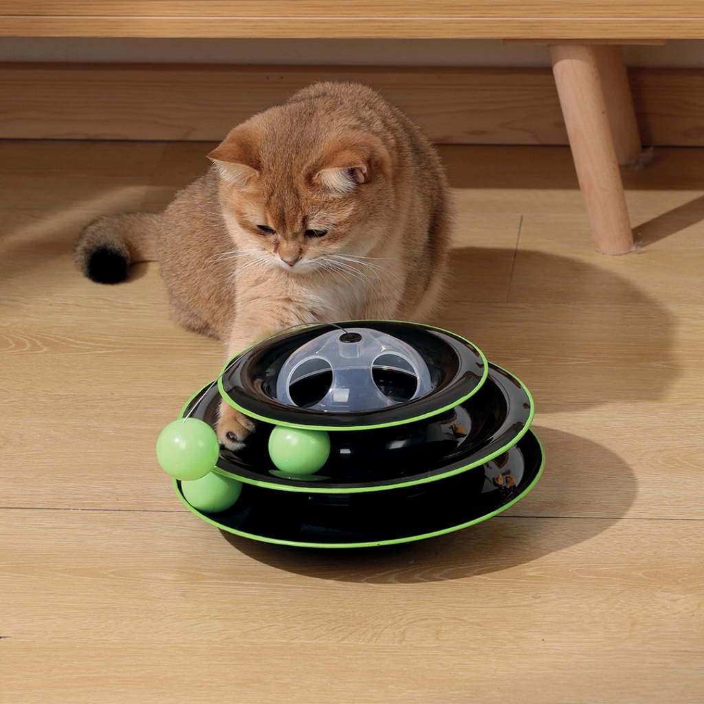 M-Pets Yaylı Dönen Top Kedi Oyuncağı 25cm (Siyah)