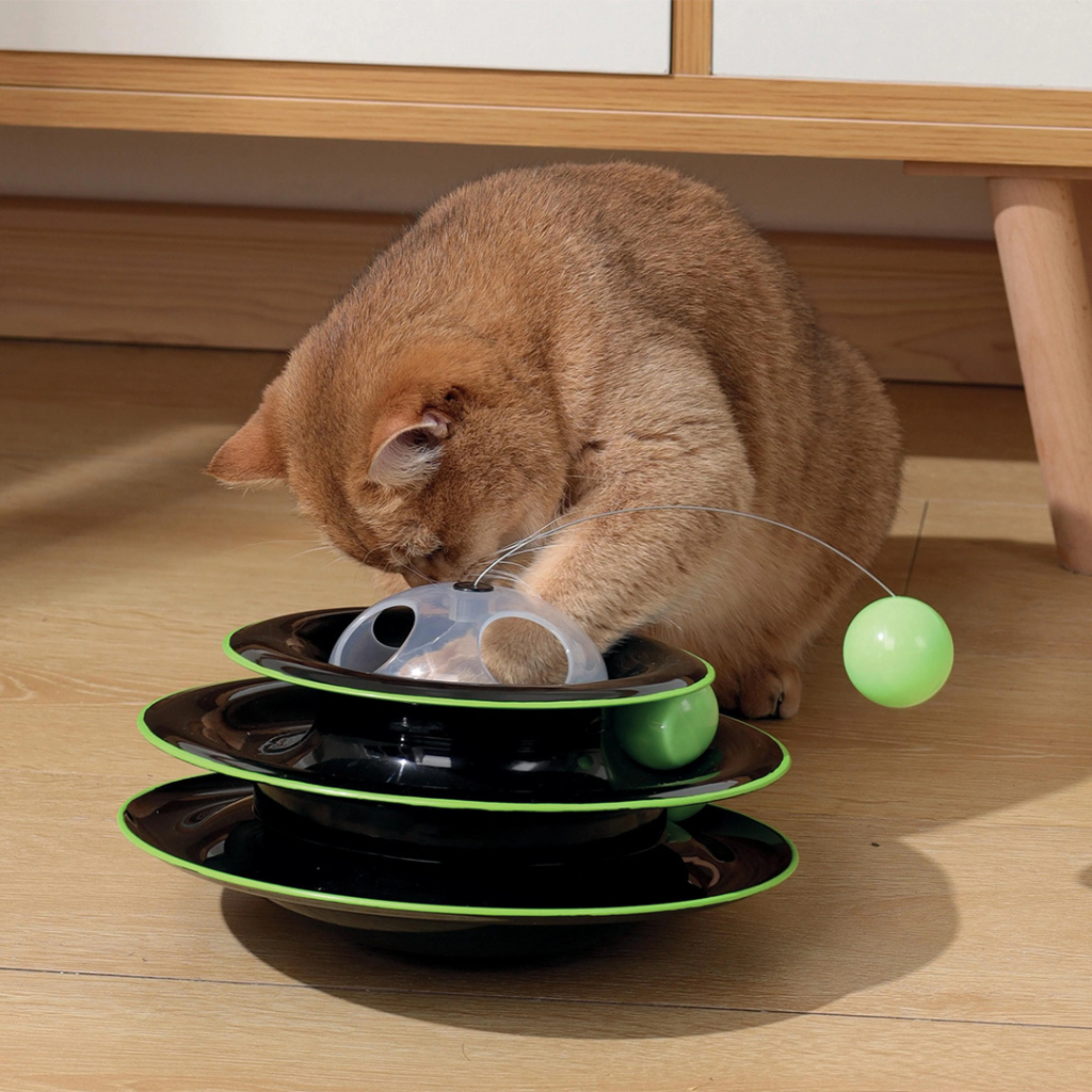 M-Pets Yaylı Dönen Top Kedi Oyuncağı 25cm (Siyah)