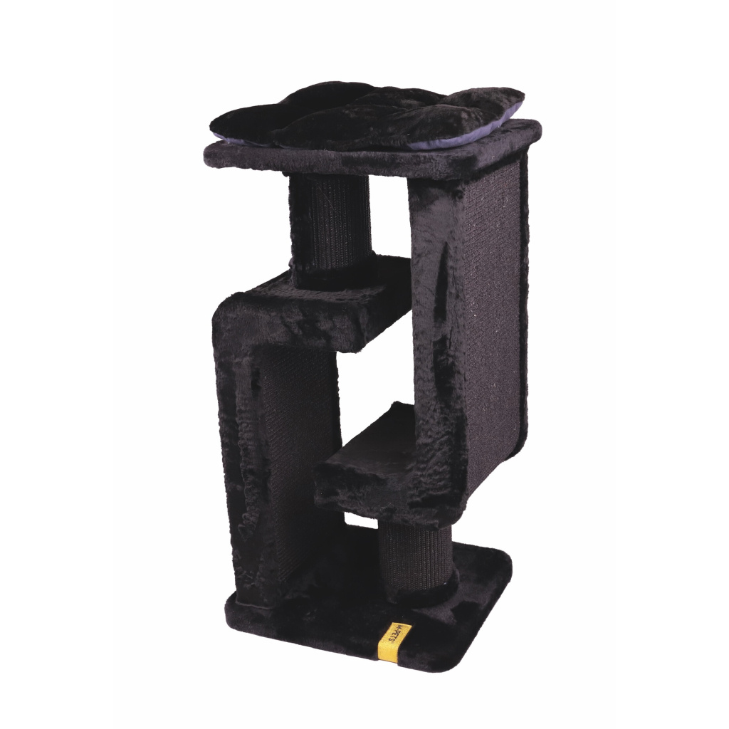 M-Pets Panther Premium Duo Tırmalama Tahtalı Kedi Ağacı 48x40x98cm (Siyah)