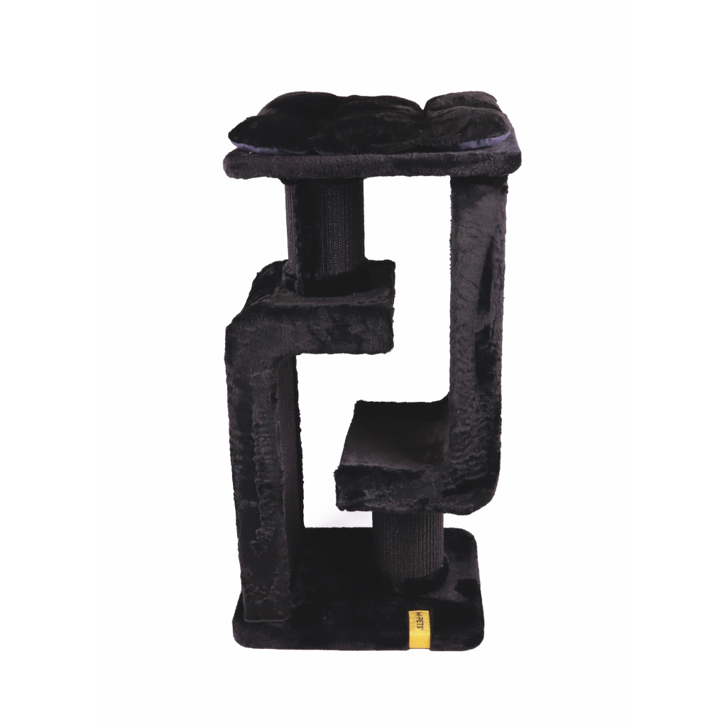 M-Pets Panther Premium Duo Tırmalama Tahtalı Kedi Ağacı 48x40x98cm (Siyah)