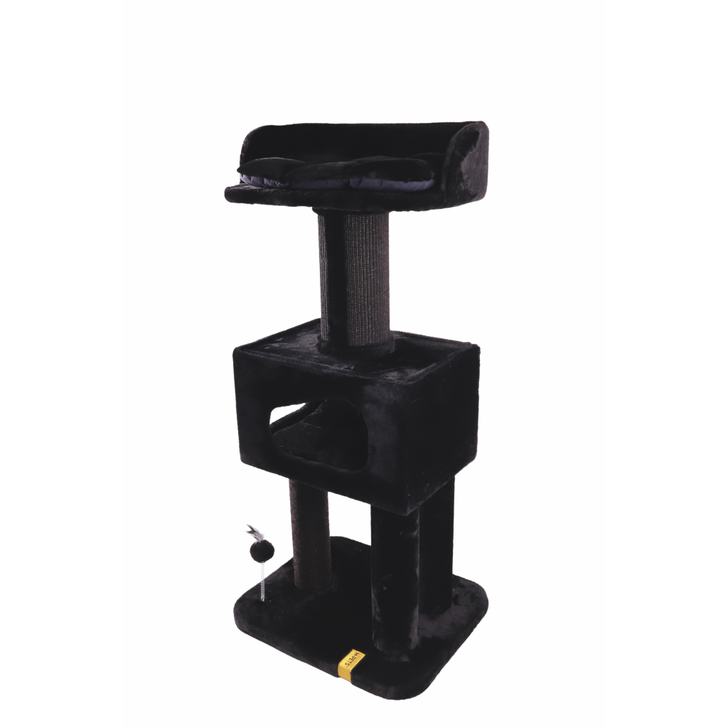 M-Pets Panther Premium Hotel Tırmalama Tahtalı Kedi Ağacı 60x50x130cm (Siyah)