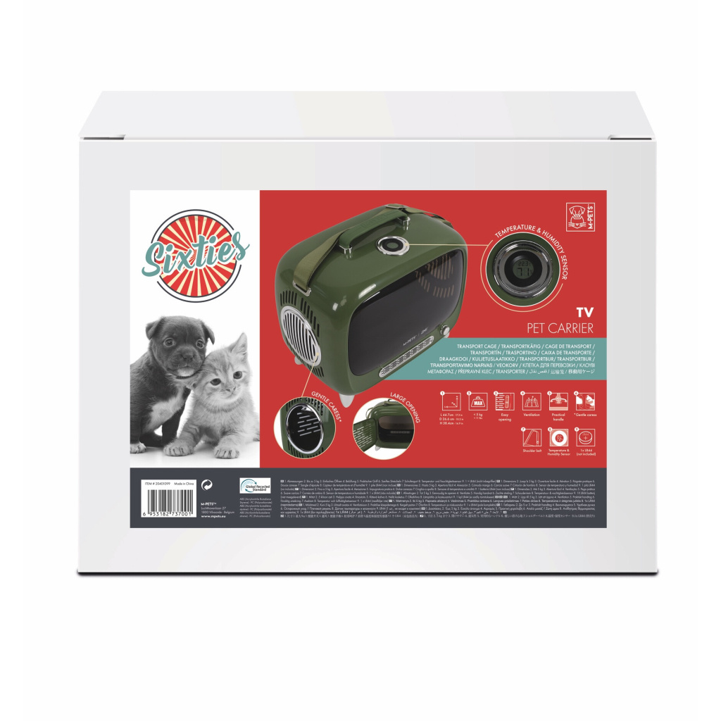 M-Pets Sixties Televizyon Şeklinde Kedi Taşıma Çantası 44,7x26,6x38,4cm (Yeşil)