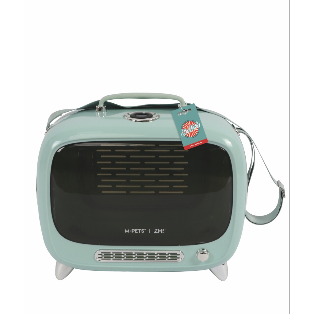 M-Pets Sixties Televizyon Şeklinde Kedi Taşıma Çantası 44,7x26,6x38,4cm (Turkuaz)