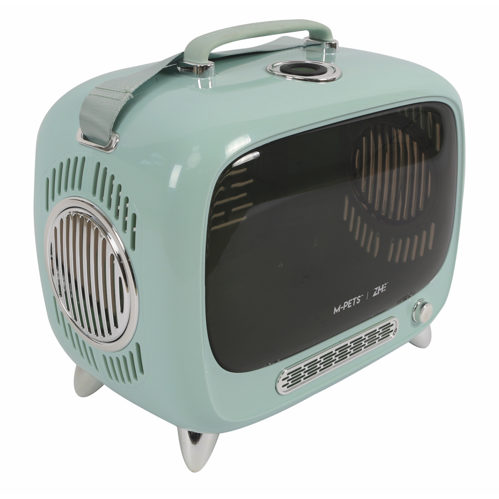 M-Pets Sixties Televizyon Şeklinde Kedi Taşıma Çantası 44,7x26,6x38,4cm (Turkuaz)