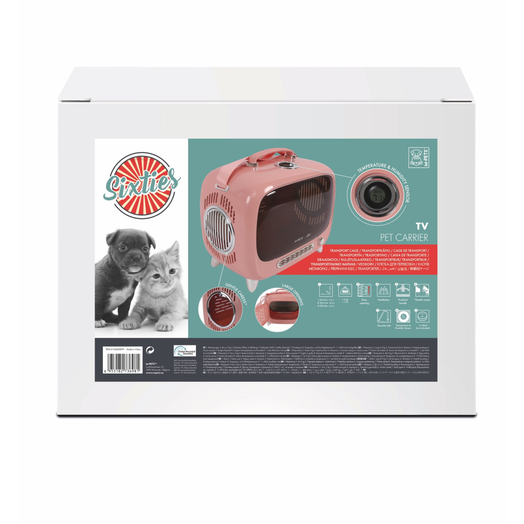 M-Pets Sixties Televizyon Şeklinde Kedi Taşıma Çantası 44,7x26,6x38,4cm (Pembe)
