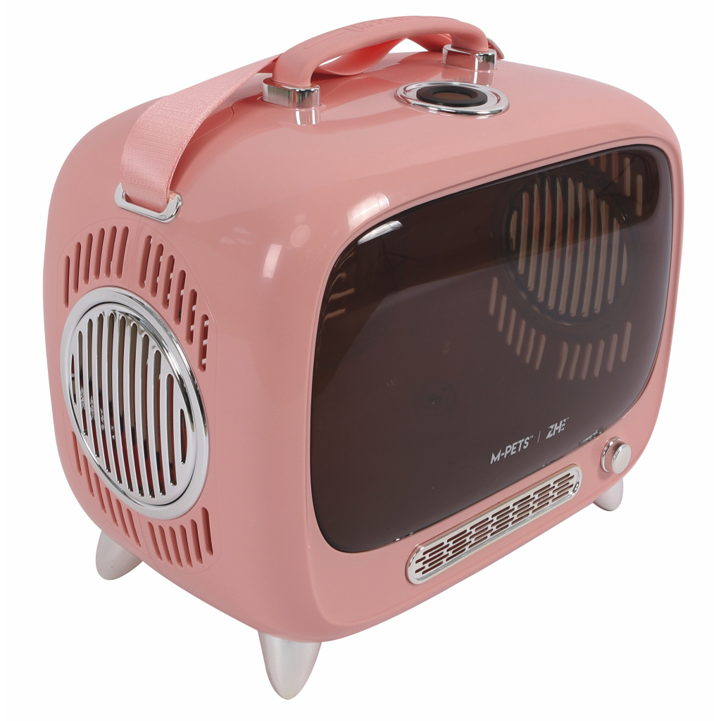 M-Pets Sixties Televizyon Şeklinde Kedi Taşıma Çantası 44,7x26,6x38,4cm (Pembe)
