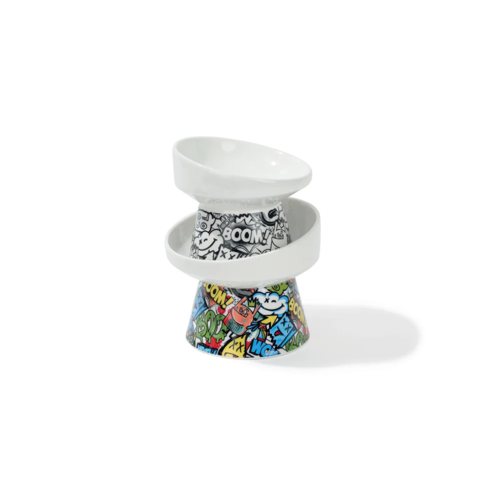 M-Pets Urban Style Kediler İçin Seramik Mama ve Su Kabı 10,5x10,6x8cm (150ml)