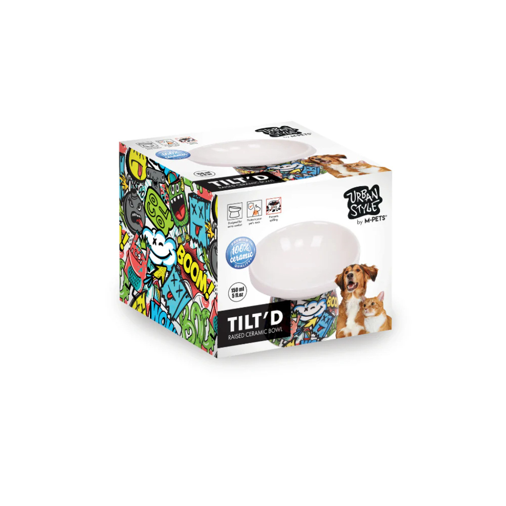M-Pets Urban Style Kediler İçin Seramik Mama ve Su Kabı 10,5x10,6x8cm (150ml)