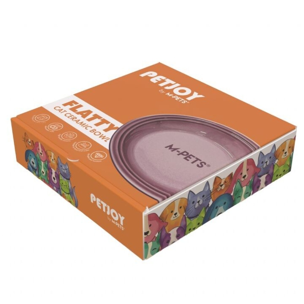 M-Pets Petjoy Flatty Seramik Kedi ve Köpek Mama Ve Su Kabı 500ml (Mor)