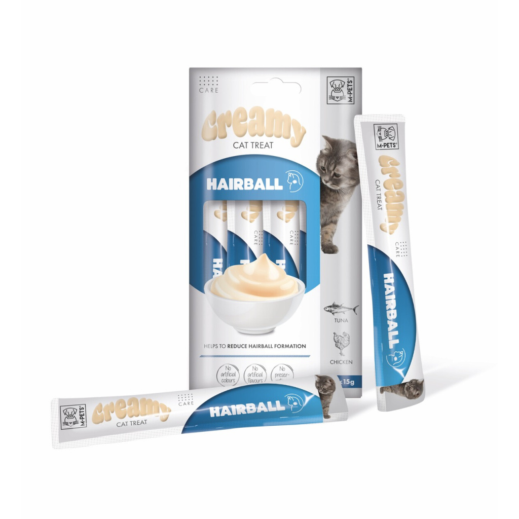 M-Pets Tüy Yumağı Önleyici Krema Kedi Ödül Maması 15gr (4'lü)