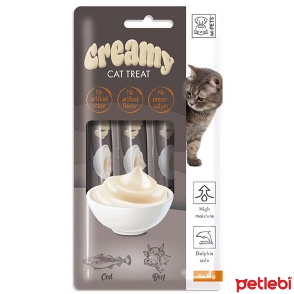 M-Pets Morina Balıklı ve Biftekli Krema Kedi Ödül Maması 15gr (4'lü)