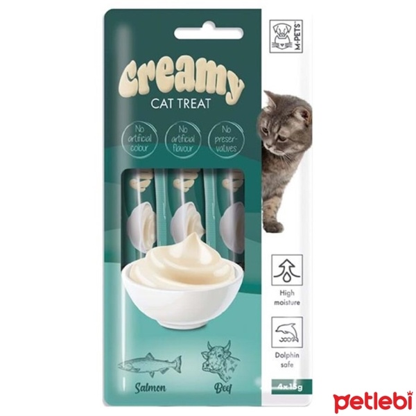 M-Pets Somonlu ve Biftekli Krema Kedi Ödül Maması 15gr (4'lü)