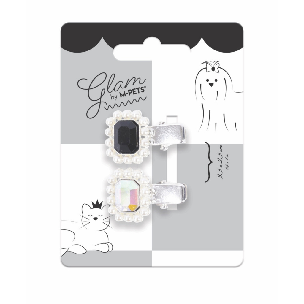 M-Pets Glam İncili Kedi ve Köpekler için Toka (Siyah - Gri)