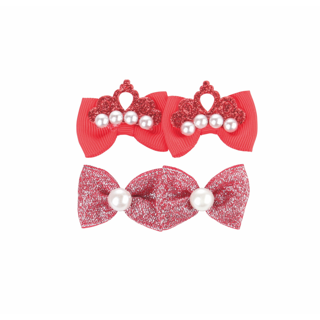 M-Pets Glam Fiyonklu Kedi ve Köpekler için Toka (4'lü) (Kırmızı)