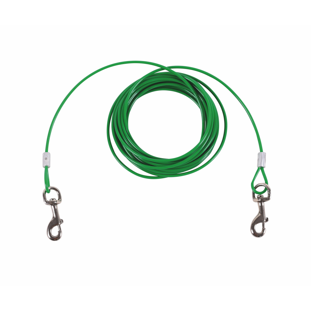 M-Pets Çelik Köpek Bahçe Bağlama Halatı 9m (Yeşil)