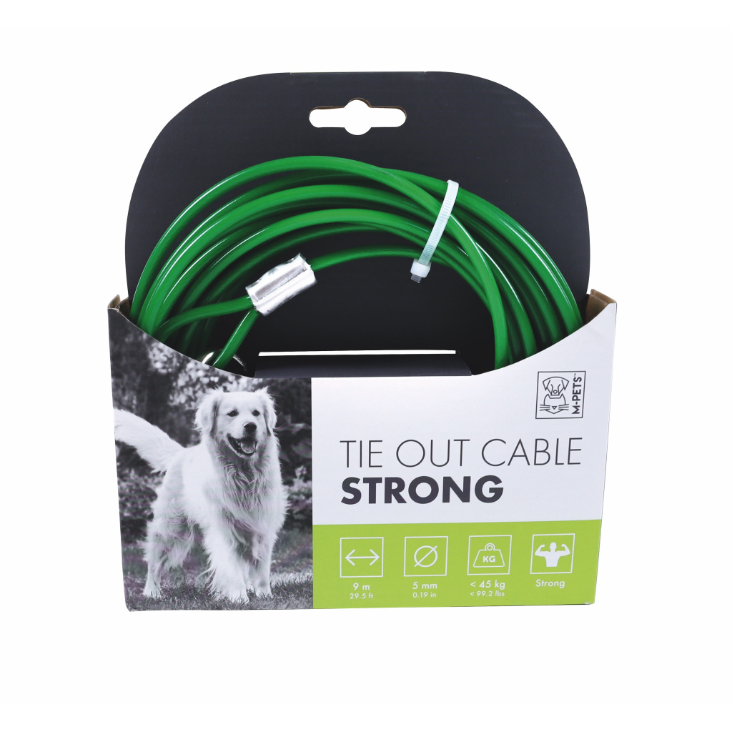 M-Pets Çelik Köpek Bahçe Bağlama Halatı 9m (Yeşil)