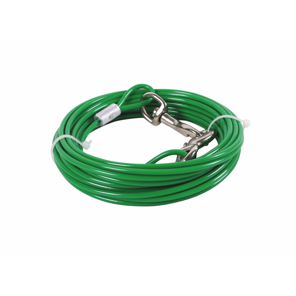 M-Pets Çelik Köpek Bahçe Bağlama Halatı 9m (Yeşil)