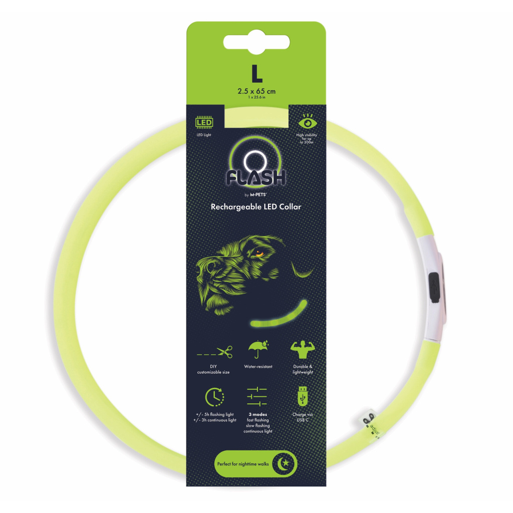 M-Pets Flash Led Köpek Boyun Tasması 65cm (Yeşil) [L]