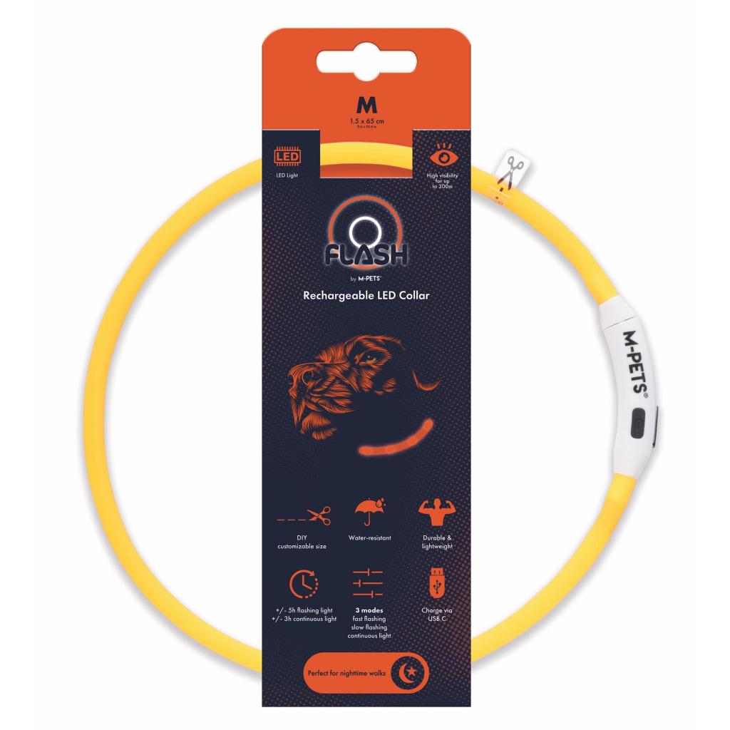 M-Pets Flash Led Köpek Boyun Tasması 65cm (Turuncu) [M]