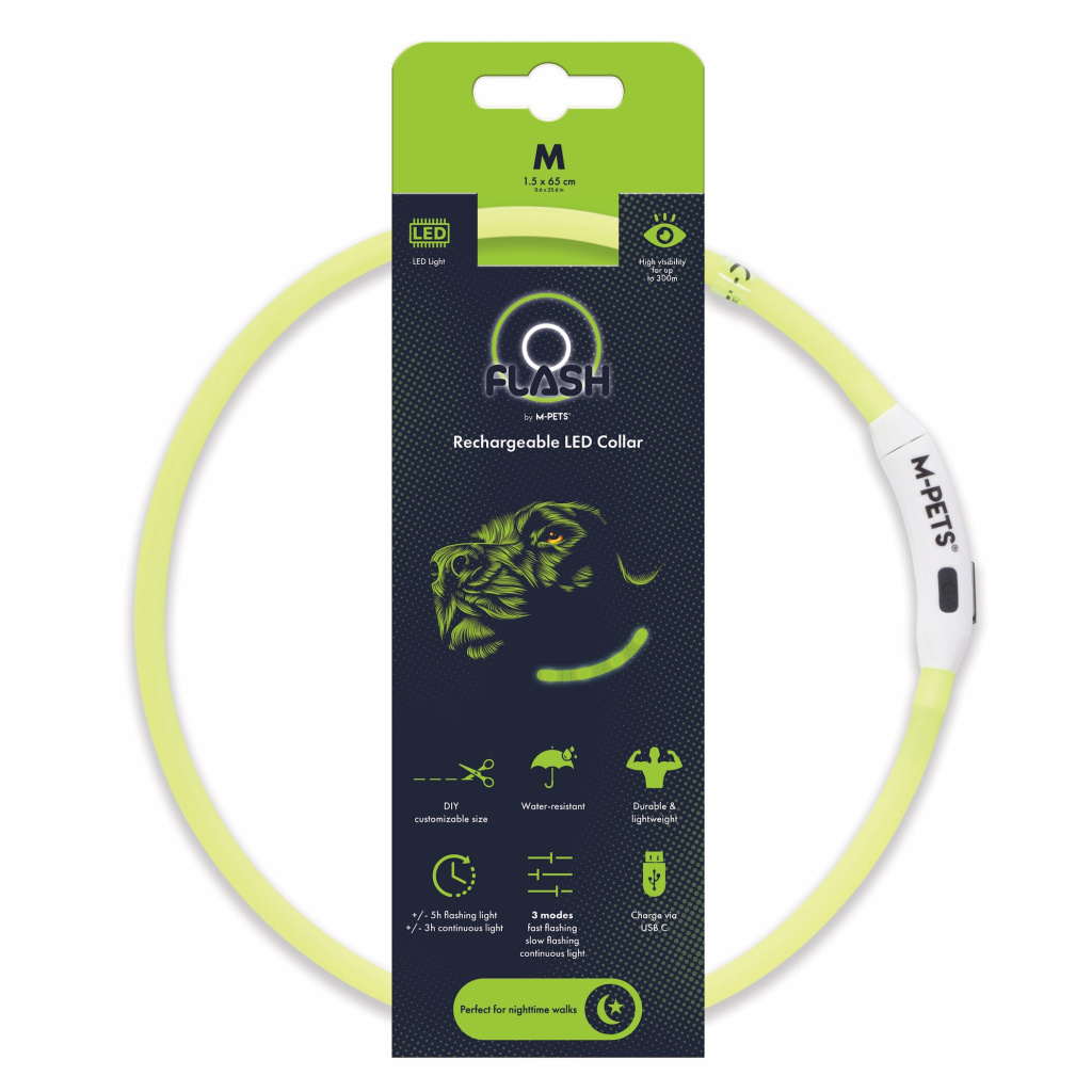 M-Pets Flash Led Köpek Boyun Tasması 65cm (Yeşil) [M]