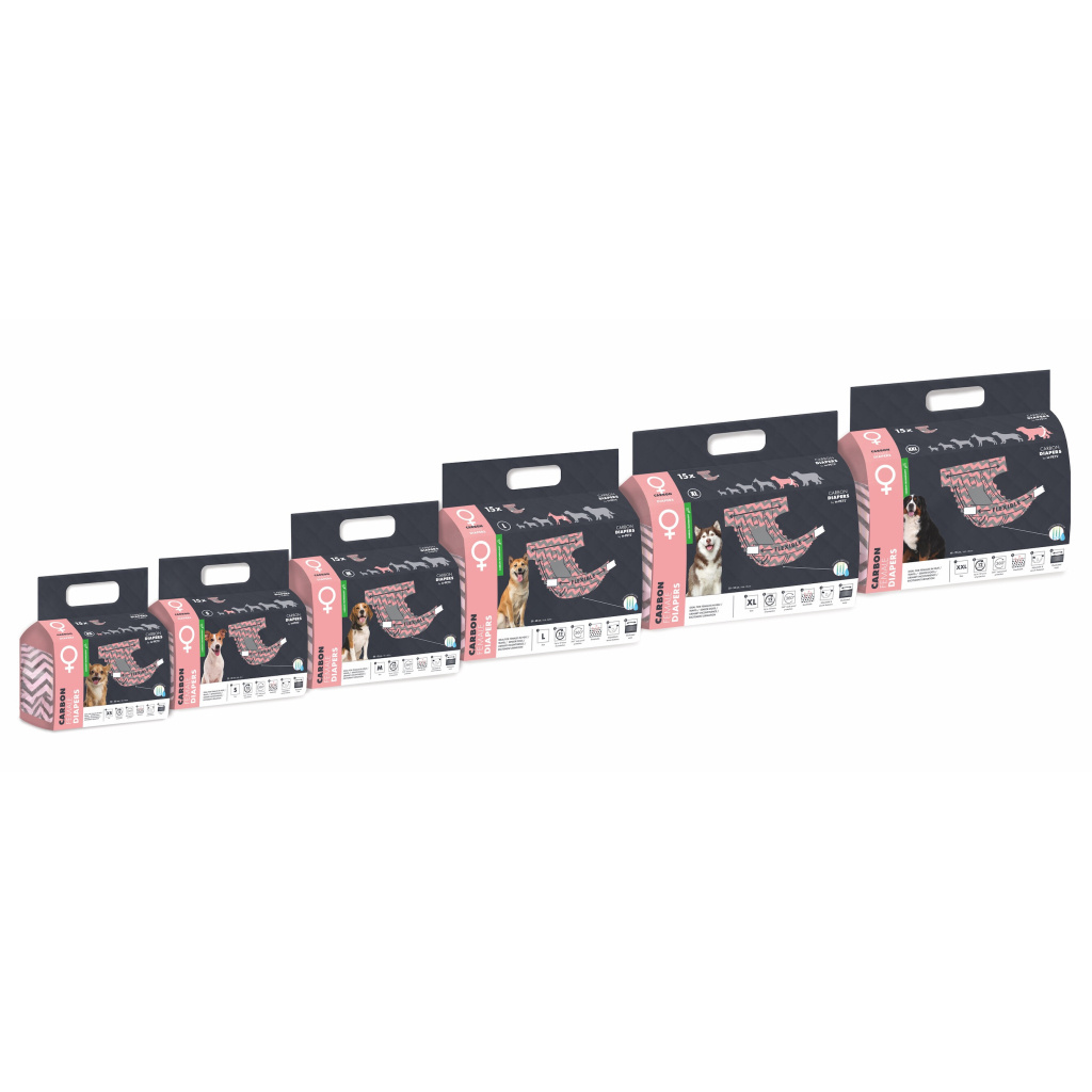M-Pets Karbonlu Diapers Dişi Köpekler İçin Külot Bez 40-60cm [XL] (15'li)
