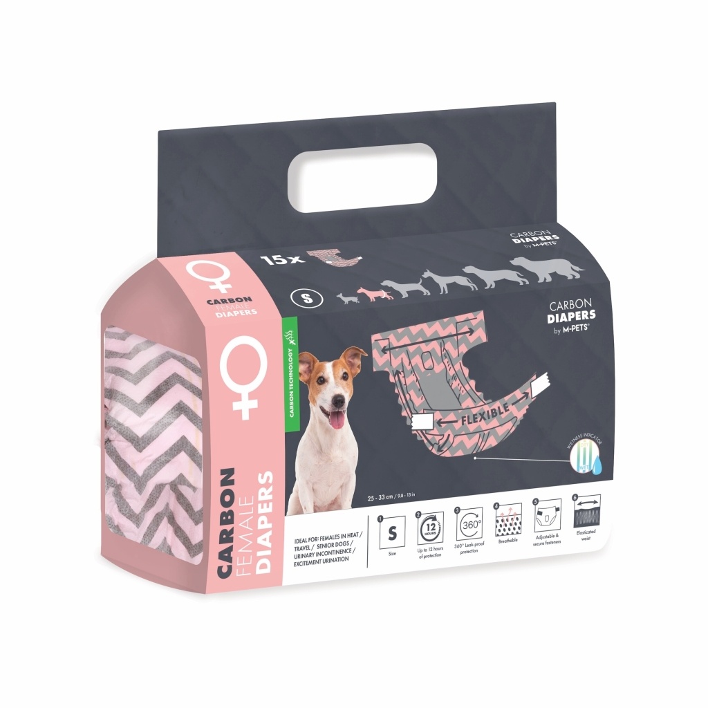 M-Pets Diapers Dişi Köpekler için Külot Bez 26x42cm (15'li) [S]