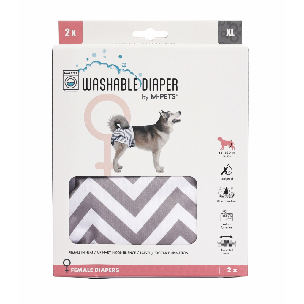 M-Pets Diaper Dişi Köpekler İçin Yıkanabilir Külot Bez (2'li) [XL]