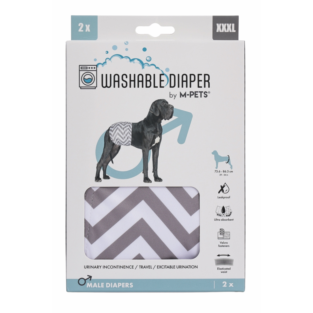 M-Pets Erkek Köpekler İçin Yıkanabilir Külot Bez 73,6x86,3cm (2'li) [XXXL]
