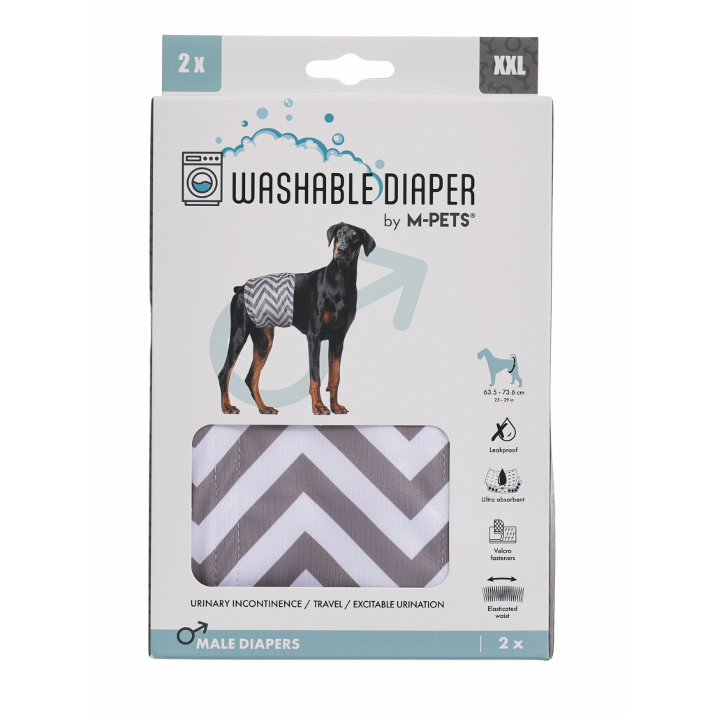 M-Pets Erkek Köpekler İçin Yıkanabilir Külot Bez 63,5-73,6cm [XXL] (2'li)