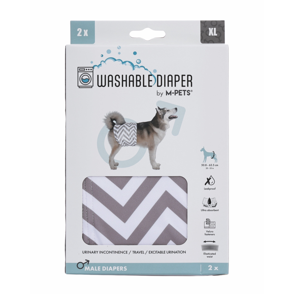 M-Pets Erkek Köpekler İçin Yıkanabilir Külot Bez 50,8-63,5 (2'li) [XL]