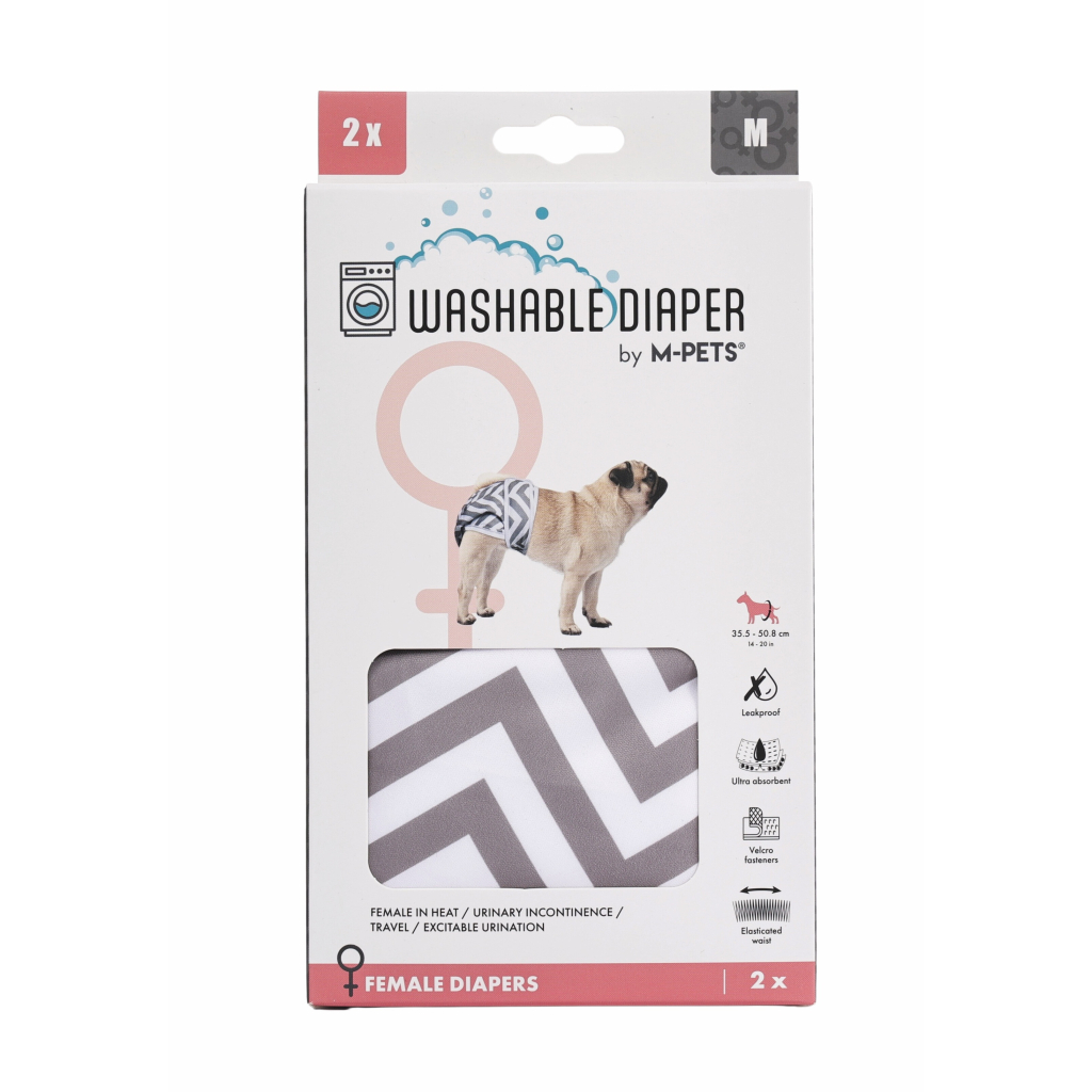 M-Pets Dişi Köpekler İçin Dişi Köpekler İçin Yıkanabilir Külot Bez 35,5-27,9cm (2'li) [M]