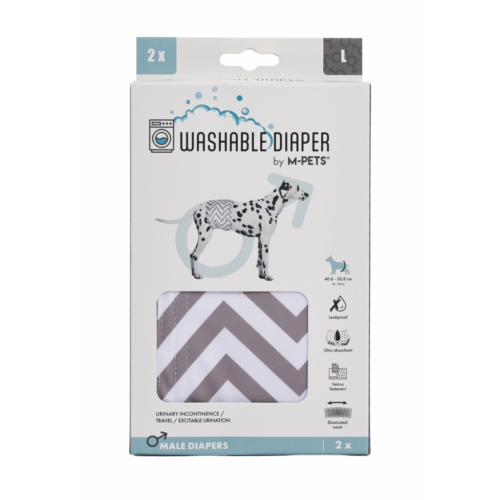M-Pets Erkek Köpekler İçin Yıkanabilir Külot Bez 40,6x50,8cm (2'li) [L]