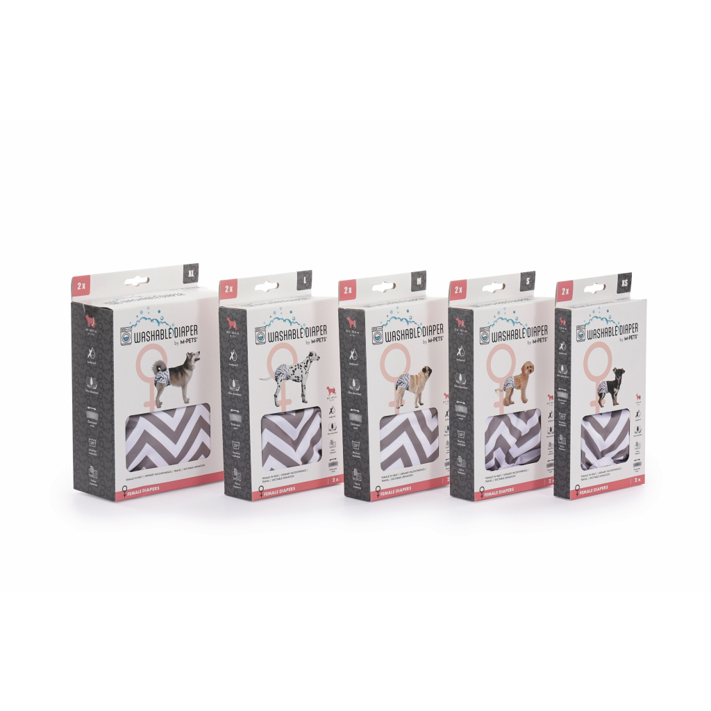 M-Pets Dişi Köpekler İçin Yıkanabilir Külot Bez 22,8-38,1cm (2'li) [S]