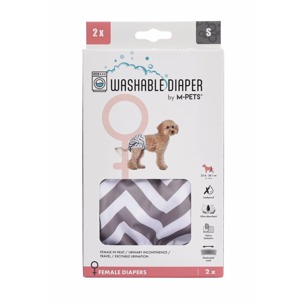 M-Pets Dişi Köpekler İçin Yıkanabilir Külot Bez 22,8-38,1cm (2'li) [S]