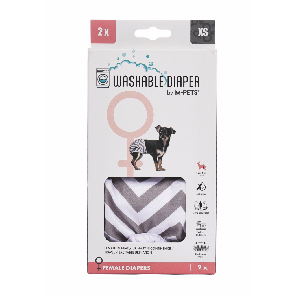 M-Pets Dişi Köpekler İçin Yıkanabilir Külot Bez 25,4cm (2'li) [XS]