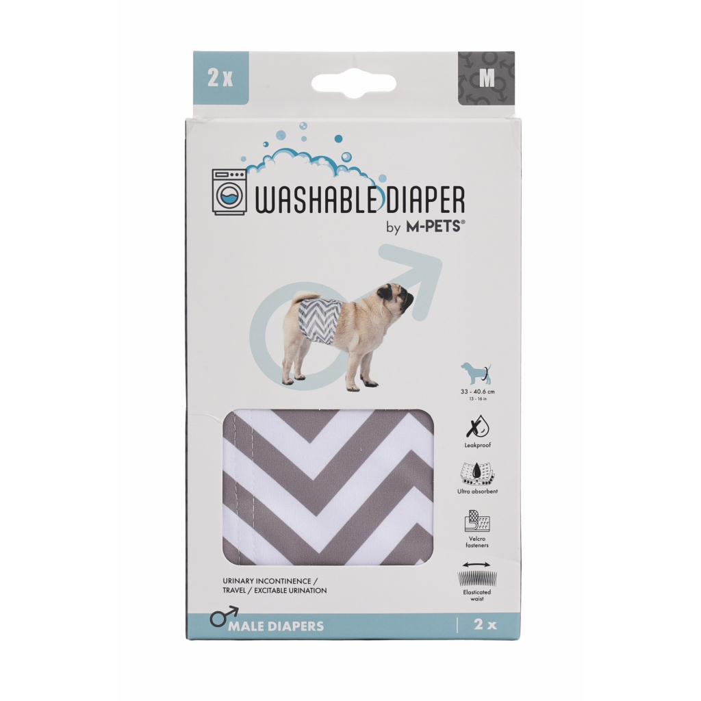 M-Pets Erkek Köpekler İçin Yıkanabilir Külot Bez 33x40,6cm (2'li) [M]