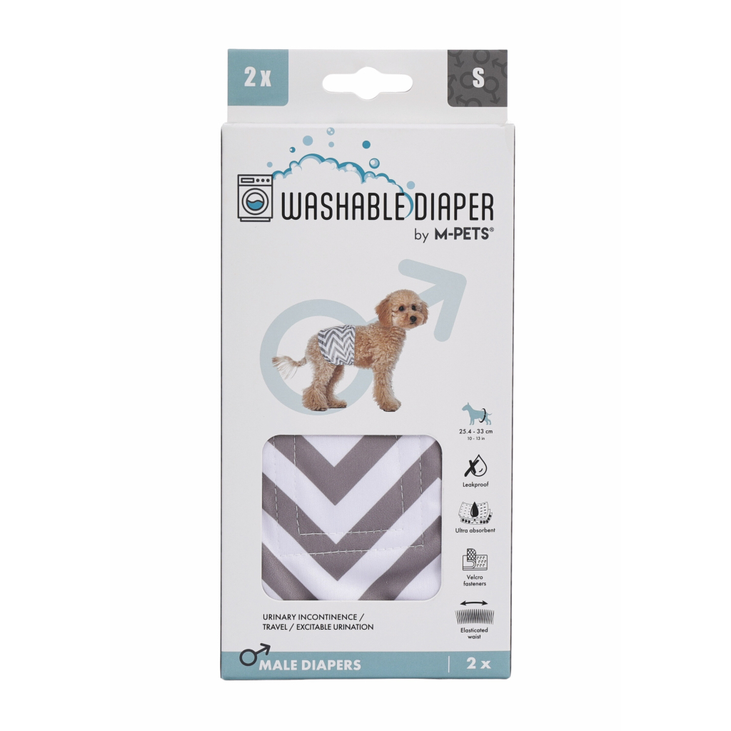 M-Pets Erkek Köpekler İçin Yıkanabilir Külot Bez 25,4x33cm (2'li) [S]