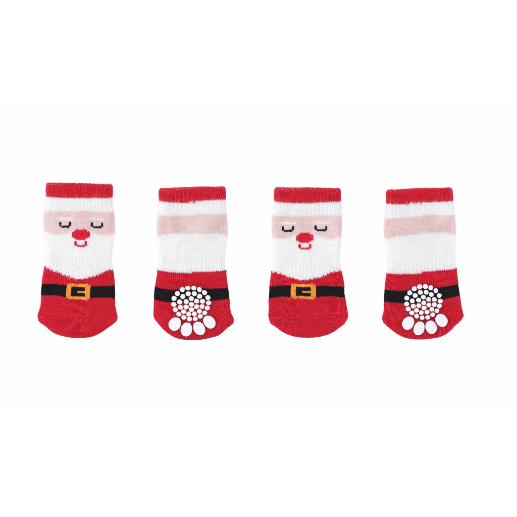 M-Pets Christmas Clothes Santa Socks Kaymaz Tabanlı Kedi ve Köpek Çorabı (4'lü)