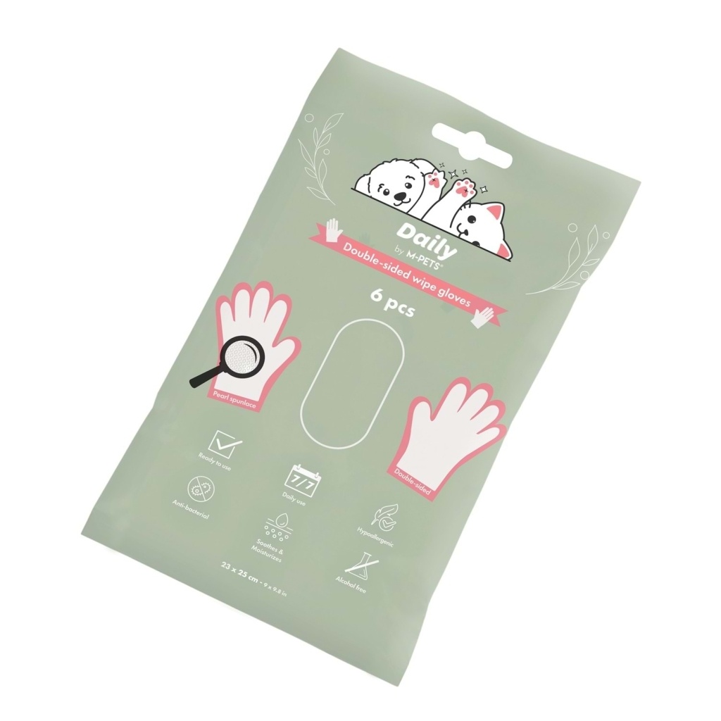 M-Pets Daily Çift Taraflı Günlük Temizleme Eldiveni (6'lı)