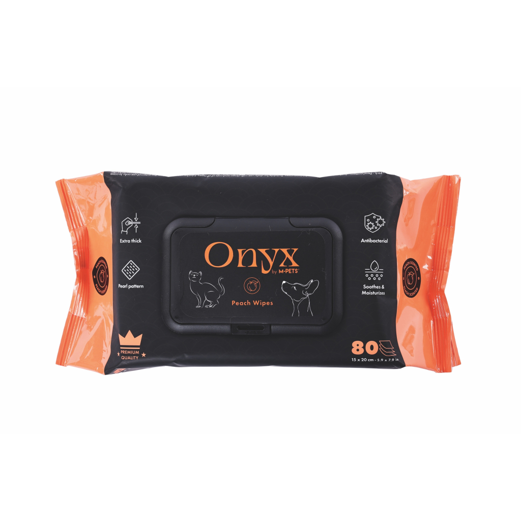 M-Pets Onyx Şeftali Kokulu Kedi ve Köpekler İçin Temizleme Mendili (80'li)