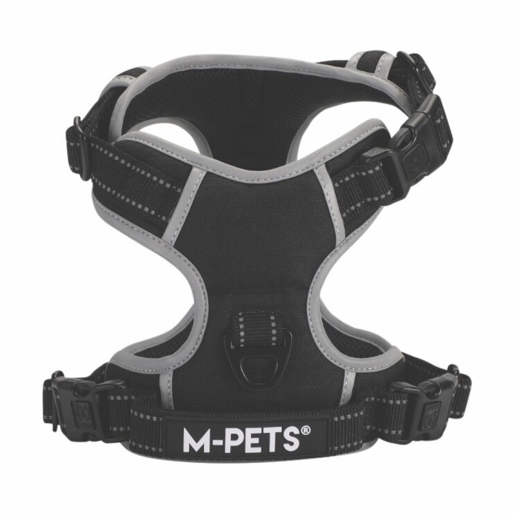 M-Pets Hiking Reflektörlü Köpek Göğüs Tasması 35–60cm (Siyah) [S]