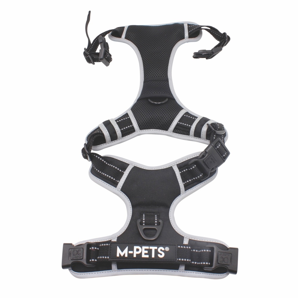 M-Pets Hiking Reflektörlü Köpek Göğüs Tasması 35–60cm (Siyah) [S]