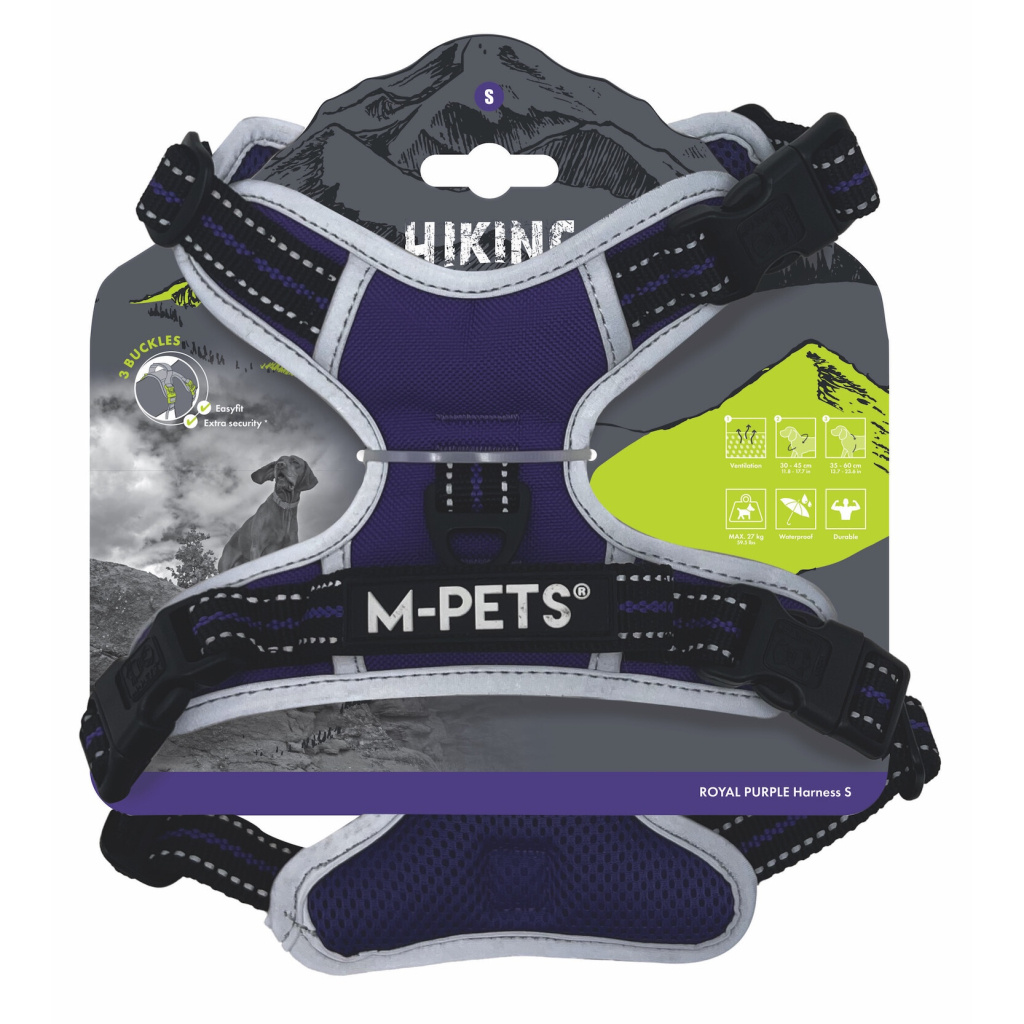 M-Pets Hiking Reflektörlü Köpek Göğüs Tasması 35–60cm (Mor) [S]
