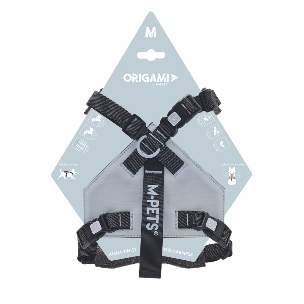 M-Pets Origami Reflektörlü Göğüs Tasması 33-66cm (Mavi) [M]