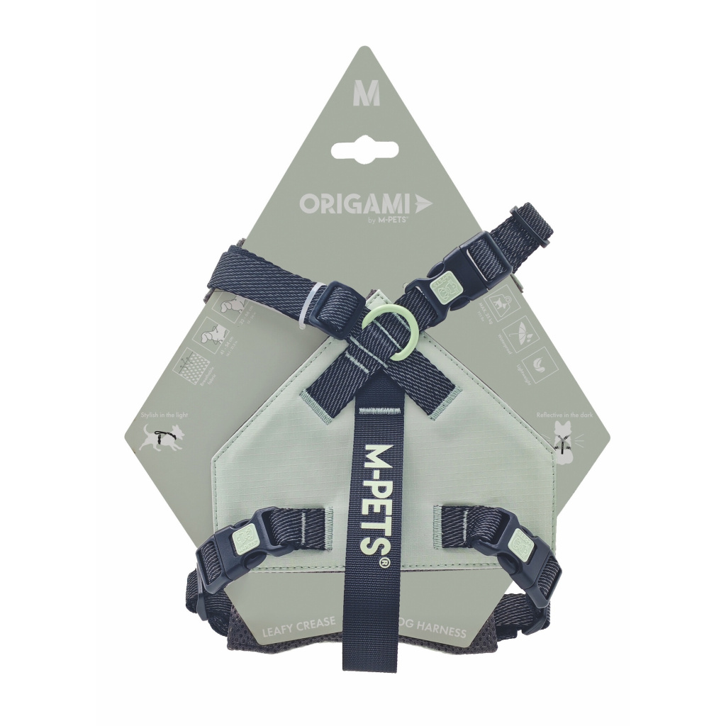 M-Pets Origami Reflektörlü Göğüs Tasması 33-66cm (Yeşil) [M]