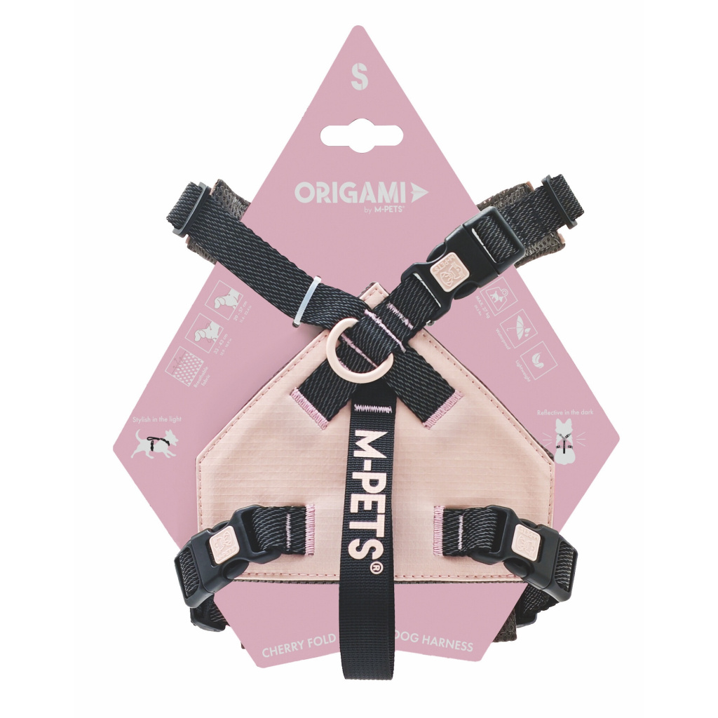M-Pets Origami Reflektörlü Göğüs Tasması 29–57cm (Pembe) [S]