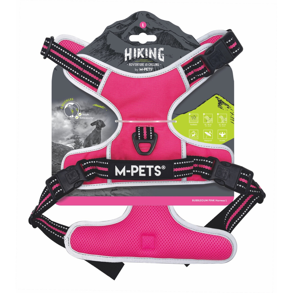 M-Pets Hiking Reflektörlü Köpek Göğüs Tasması 45–95cm (Pembe) [L]